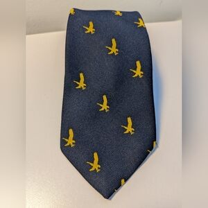 Vintage Sikorsky Aircraft Tie Golden Clasp by Prince Consort Navy Yellow Eagle